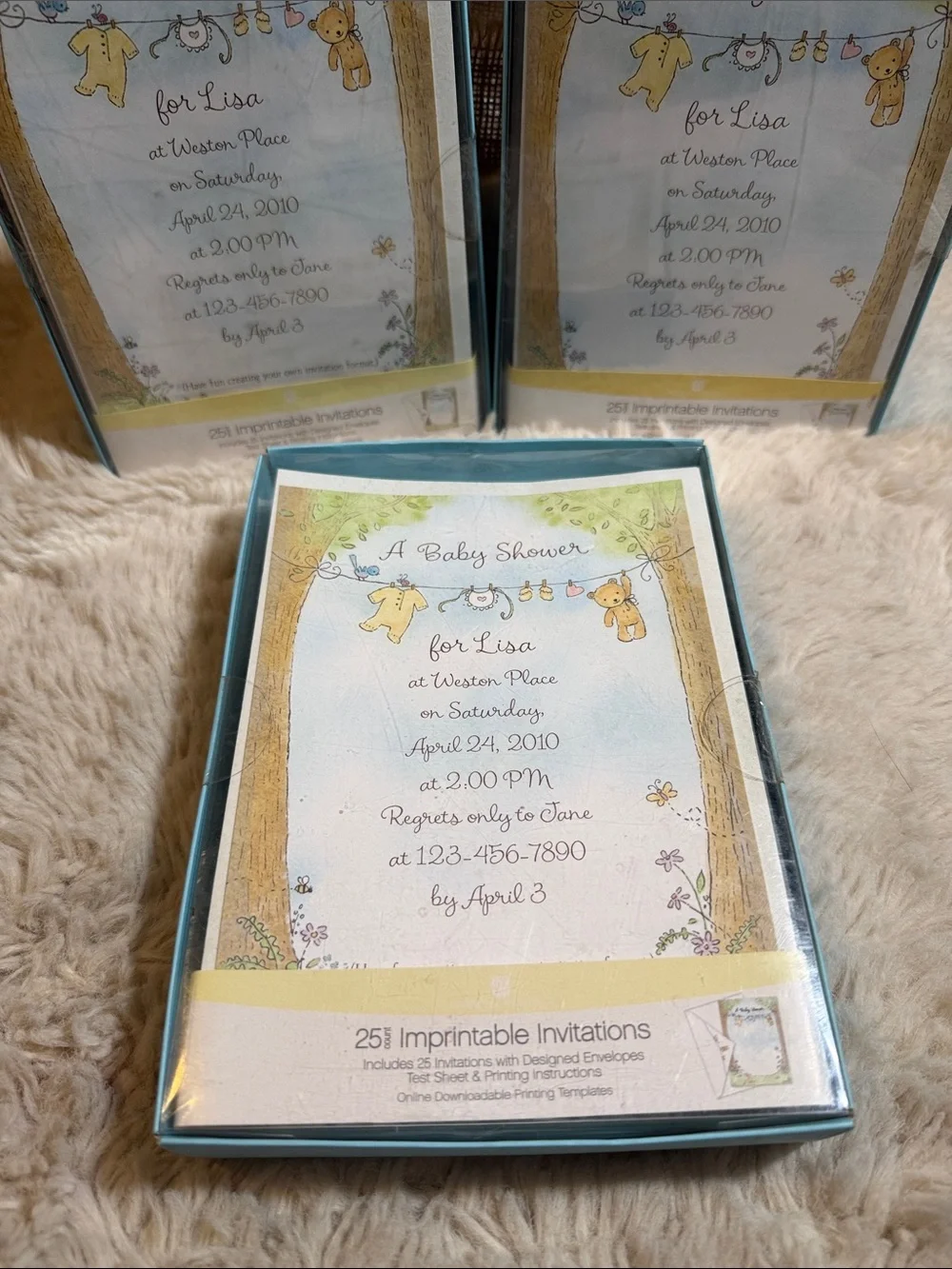 ✨American Greeting Baby Shower Invitation Pack - Yellow & Blue Woodland Theme✨